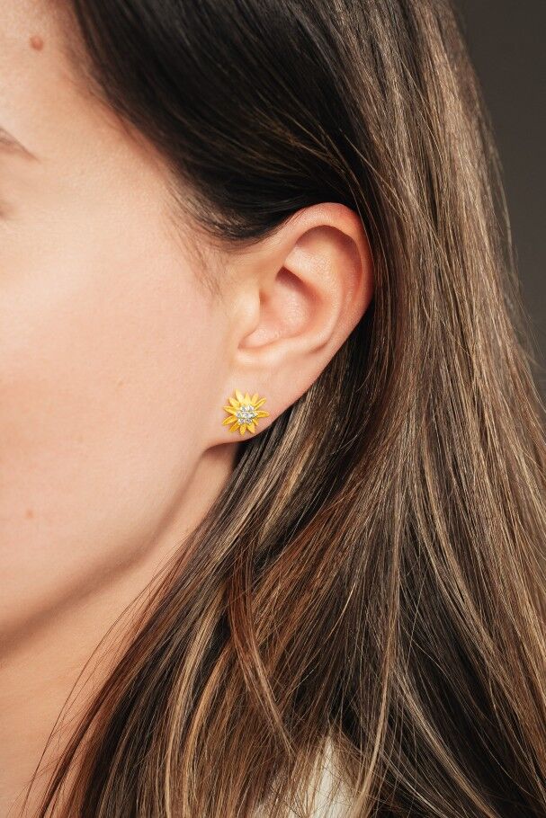 Bernd Wolf Stecker Edelweiß Designlinie Bergwelt, Blume, Zirkonia, 24-Karat-goldplattiert