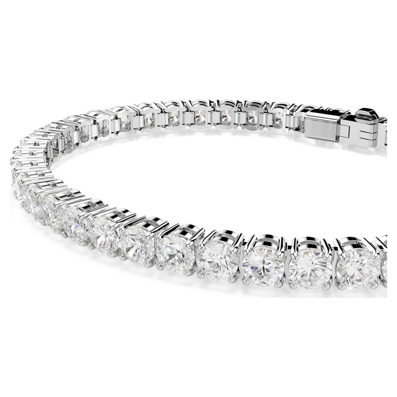 Swarovski Matrix Tennis Armband Rundschliff, Weiß, Rhodiniert