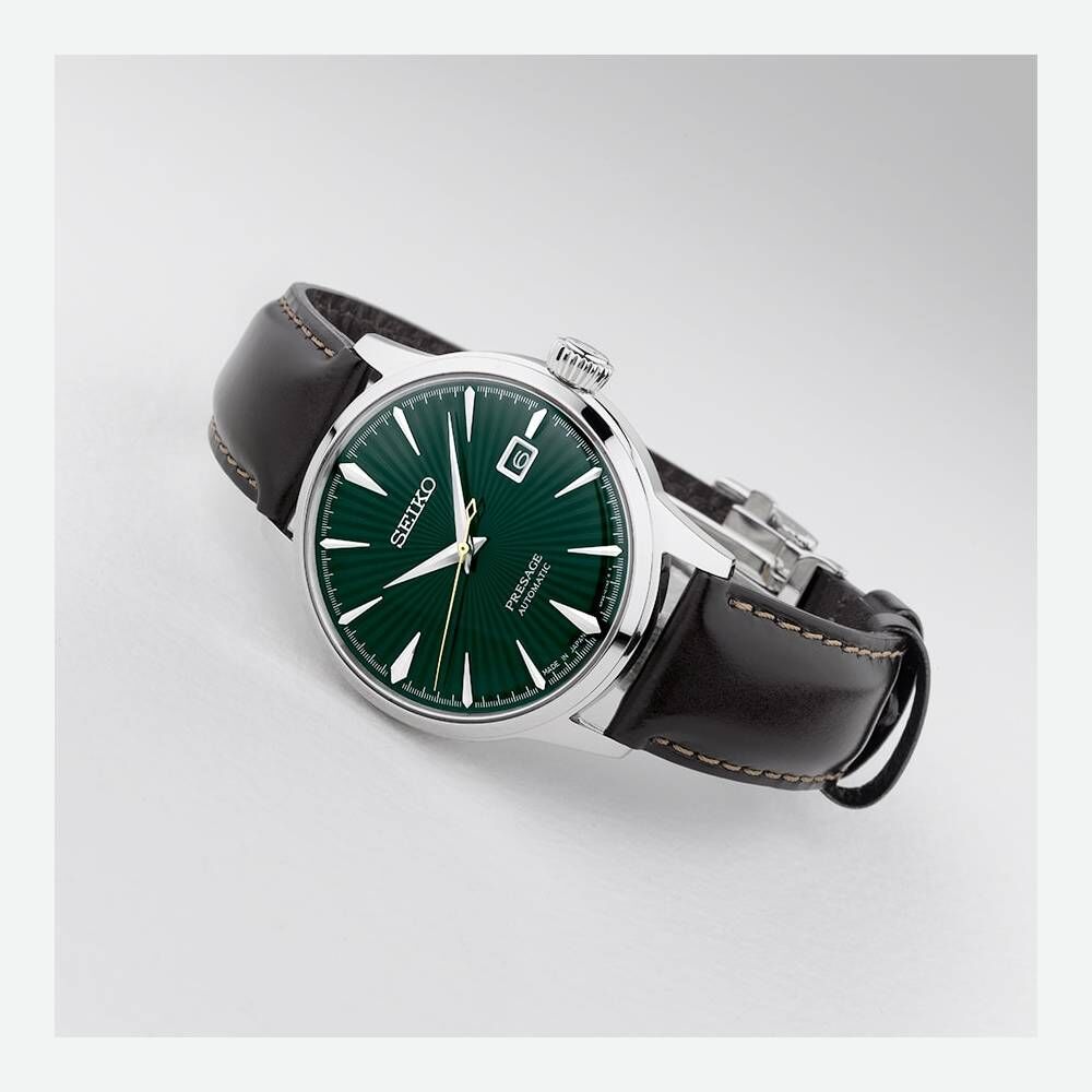 Uhr-Herren-Presage-Cocktail-Mockingbird-Stahl-Automatik-2 Seiko Presage "Mockingbird" Automatik Herrenuhr SRPD37J1