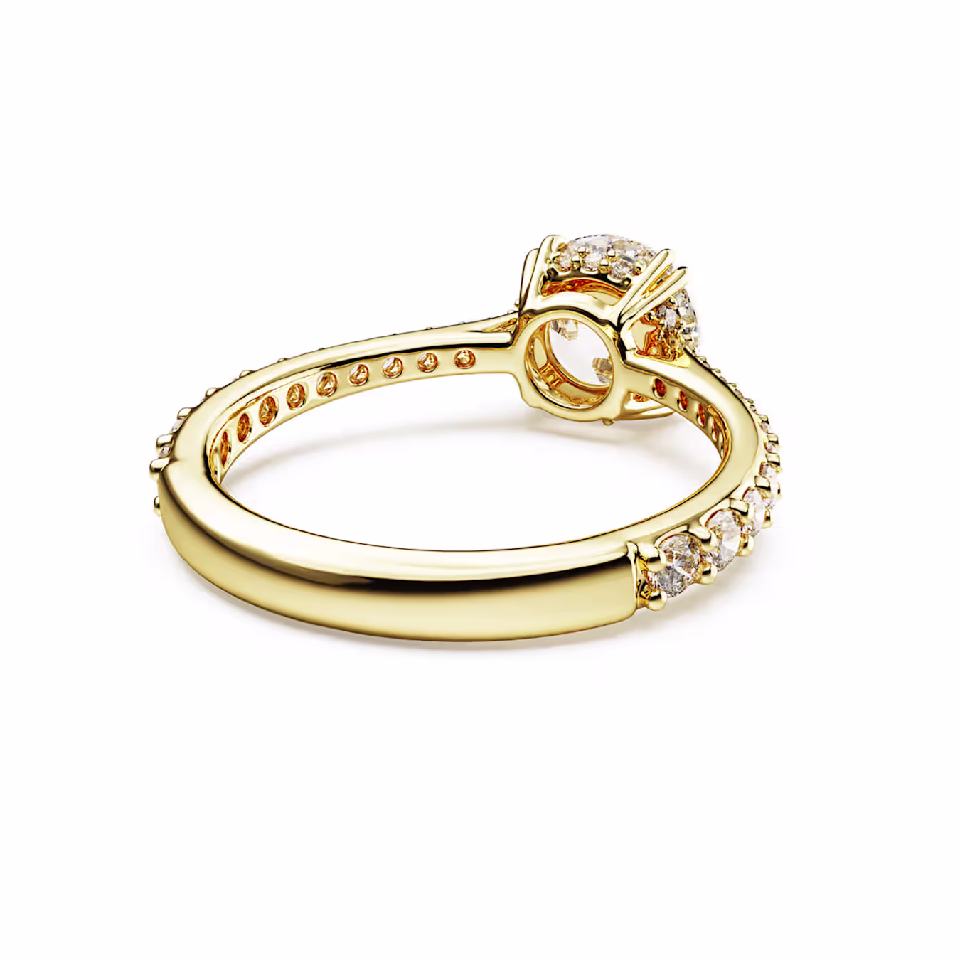 Swarovski Stilla Cocktail Ring, Round Cut, Pavé, White, 18k Gold Plated