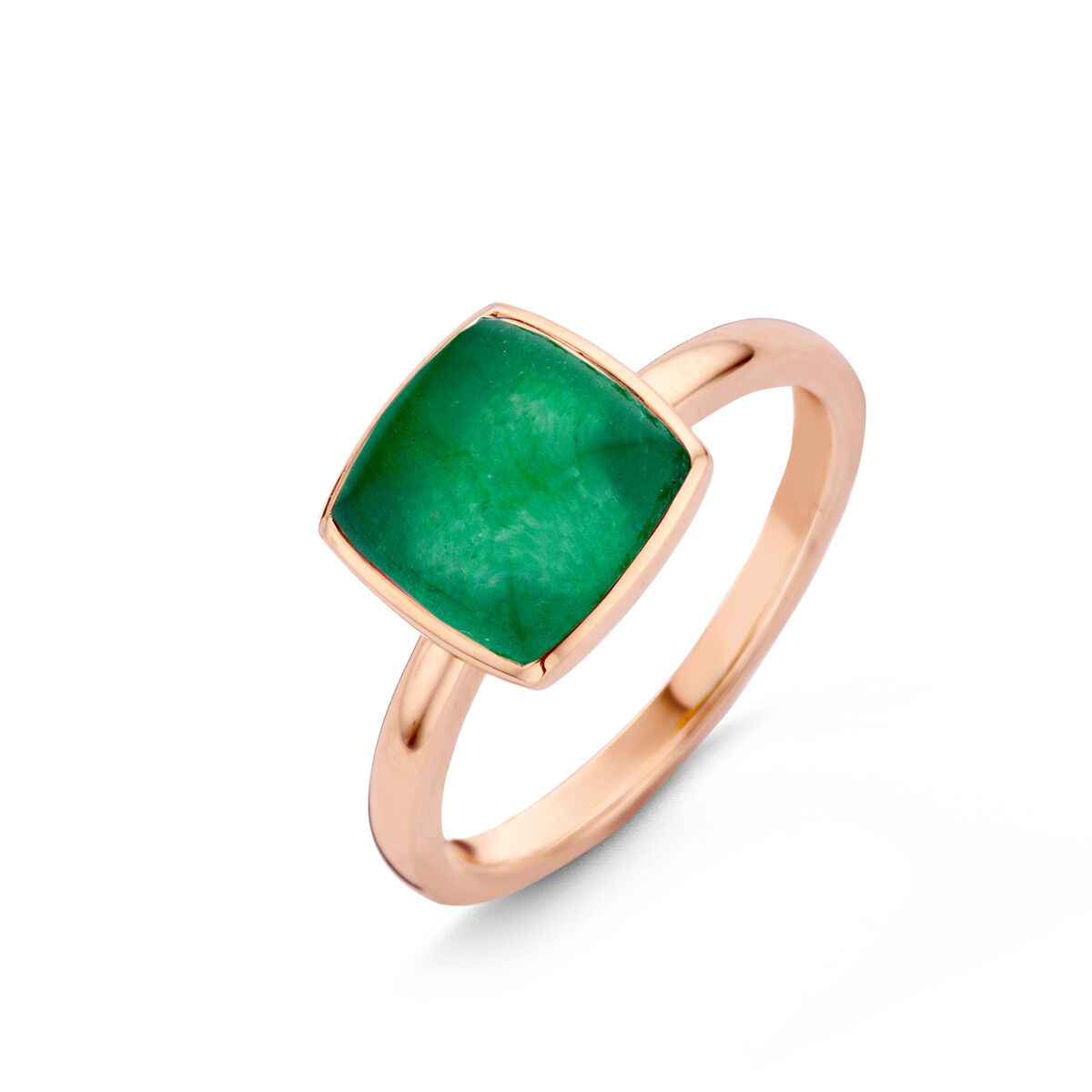 One More Pantelleria Ring in 18 Karat Roségold gefasst mit Bergkristall auf Grünquarz 051576Y3