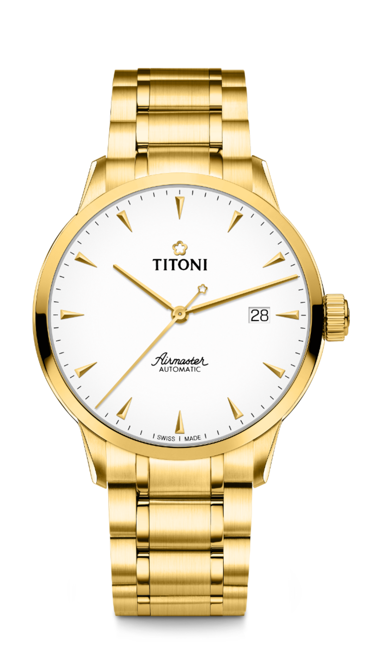 Titoni Airmaster Automatik Gelbgold Herrenuhr 83733G-583