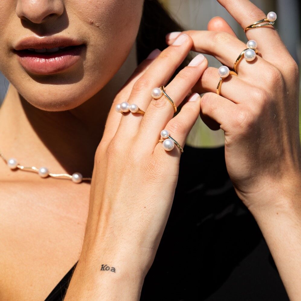 Adriana Filigraner Ring mit Akoya-Perle Gold gelb N30