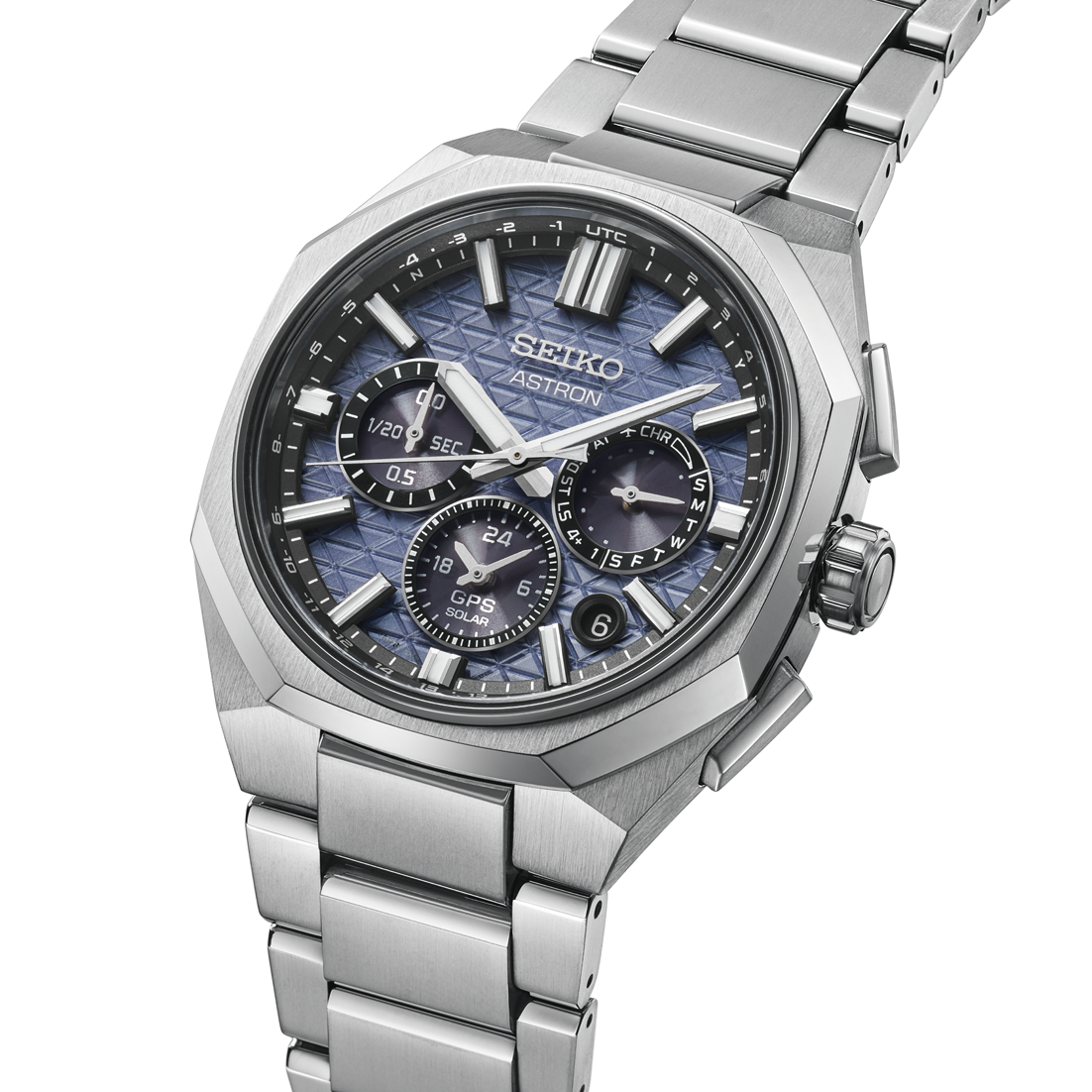 Seiko Astron  GPS Solar,  Titangehäuse, Blau, Läuft etwa 6 Monate Herrenuhr HAB001J1