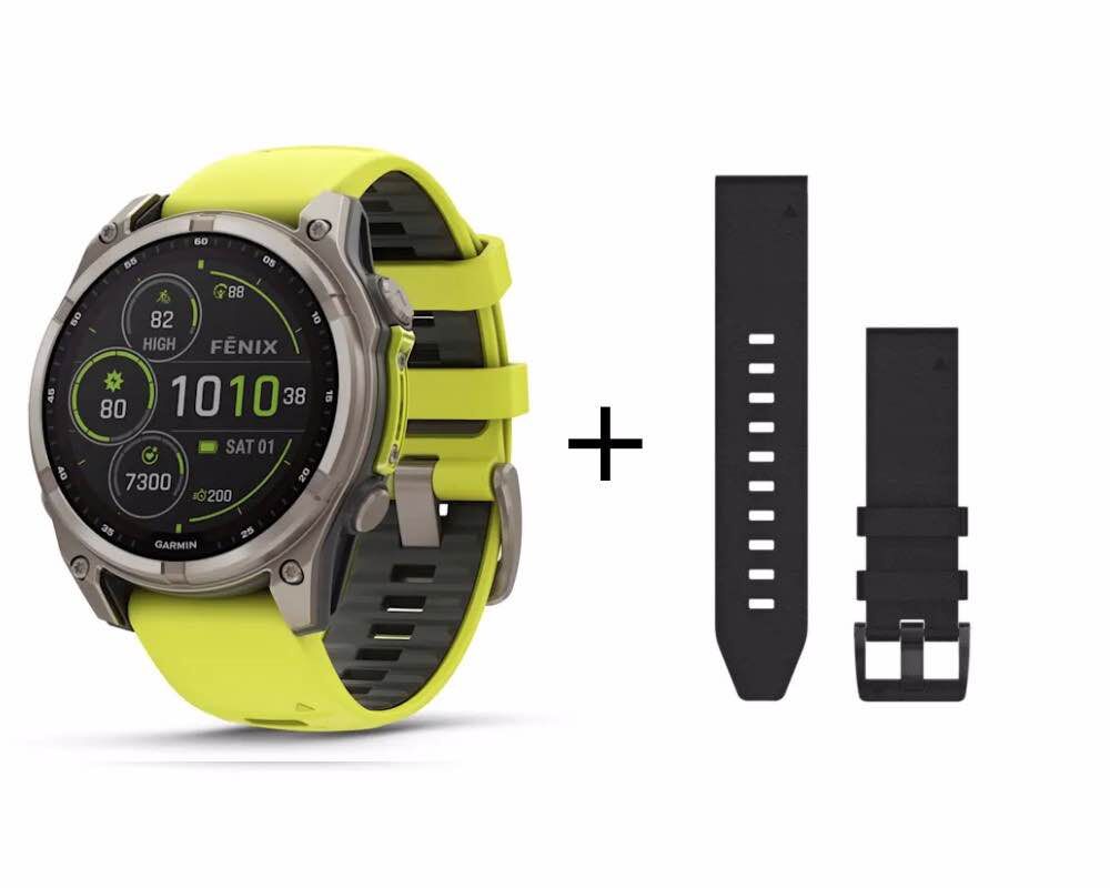 Garmin fēnix® 8 - 47 mm Solar Sapphire Graphit/Titanium Titan 010-02906-21 Set mit schwarzem Lederband Garmin fēnix® 8 - 47 mm Solar Sapphire Graphit/Titanium Titan 010-02906-21 Set mit schwarzem Lederband