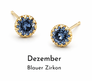 Birth Stone, Geburtsstein Ohrtecker 925/- Silber Dezember Blauer Zirkon 