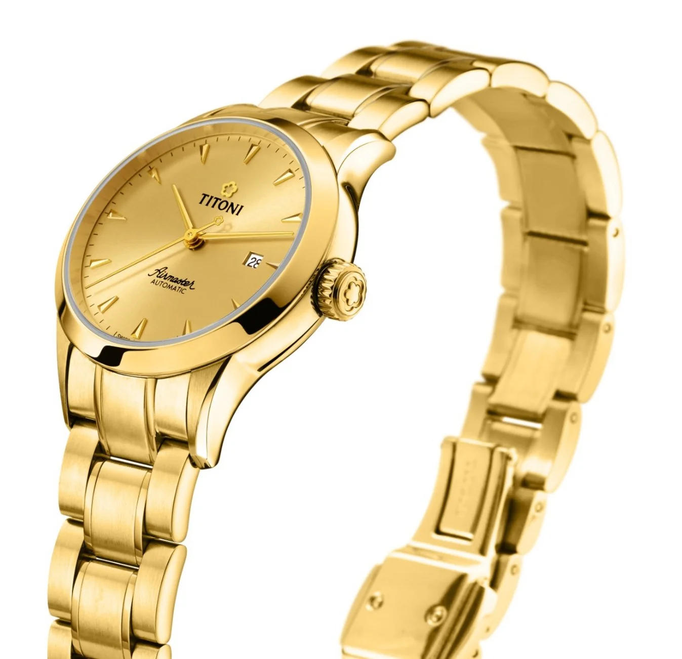 Titoni Airmaster Automatik, Gelbgold Damenuhr 23733G-651