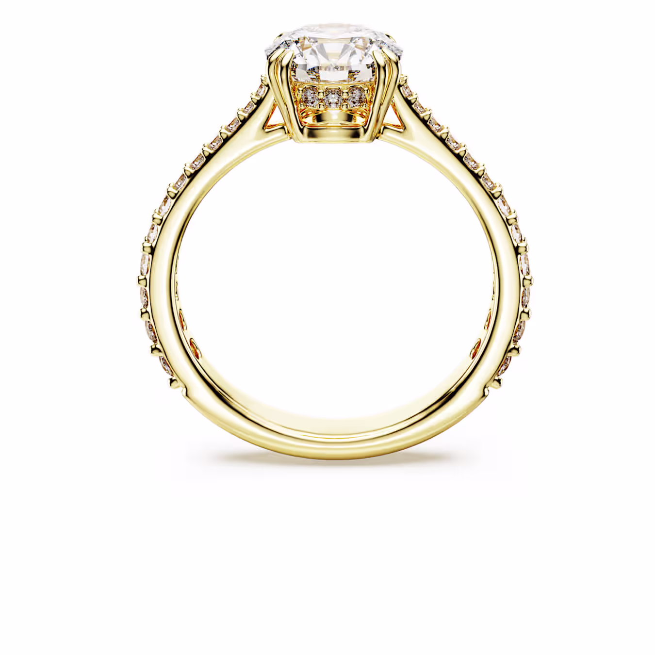 Swarovski Stilla Cocktail Ring, Round Cut, Pavé, White, 18k Gold Plated