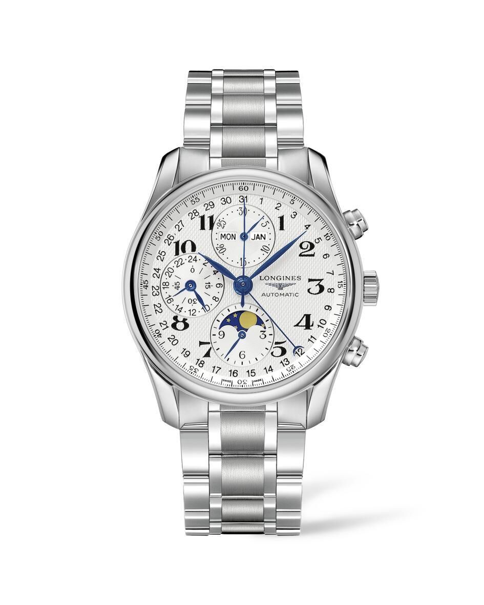 Longines Master Collection Chrono Mondphase Silber Edelstahlband Herrenuhr L2.673.4.78.6