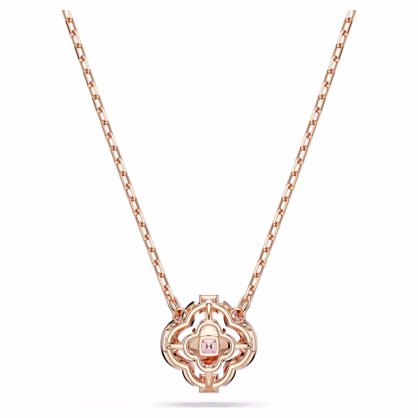 Swarovski  Una Halskette Glücksklee, Rosa, 18k rosévergoldet