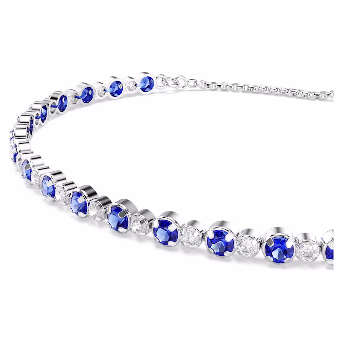 Swarovski Matrix Tennis Bracelet Mixed Round Cuts, Blue, Rhodium Plated
