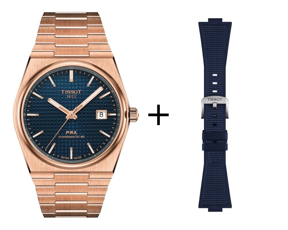 Tissot PRX Powermatic 80 Herrenuhr T137.407.33.041.00 Set mit blauem Kautschukband
