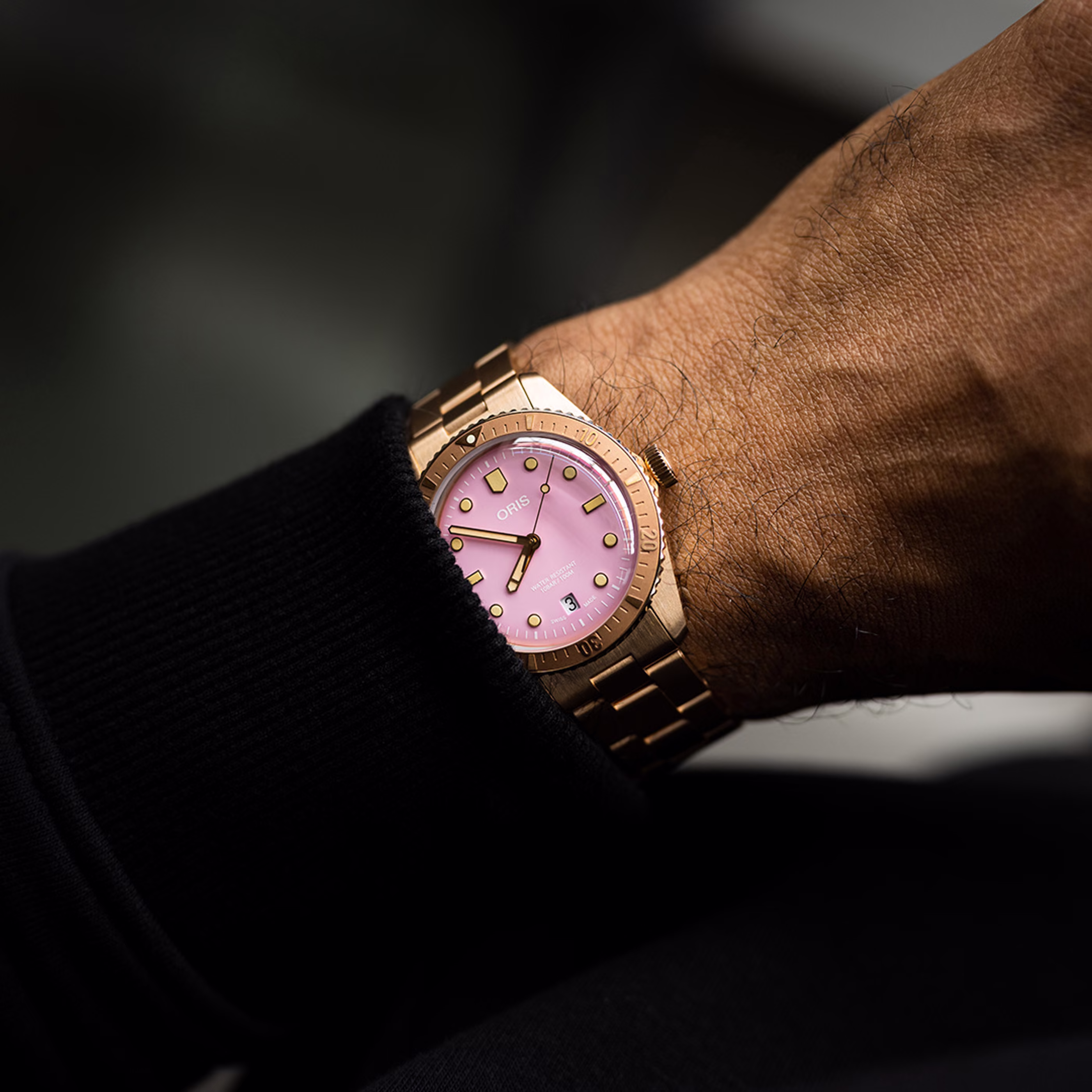 Oris Divers Sixty-Five Cotton Candy 38mm, bronze, Swiss-made movement, pink men's watch 01 733 7771 3158-07 8 19 15