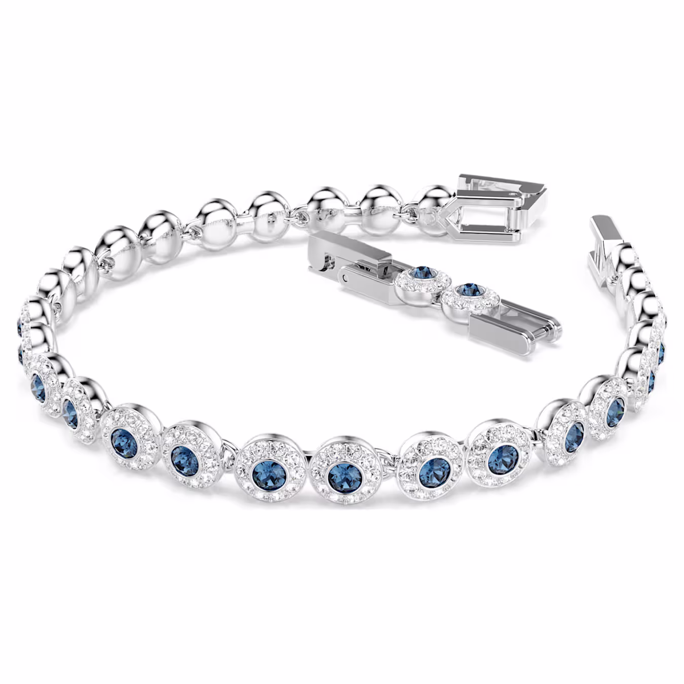 Swarovski Una Angelic bracelet, round cut, blue, rhodium plated