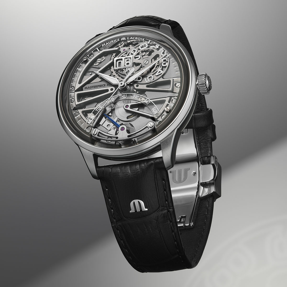 Maurice Lacroix 1975 Master Grand Date Retrograde, automatic watch, leather strap, men's watch 758008-SS001-090-2