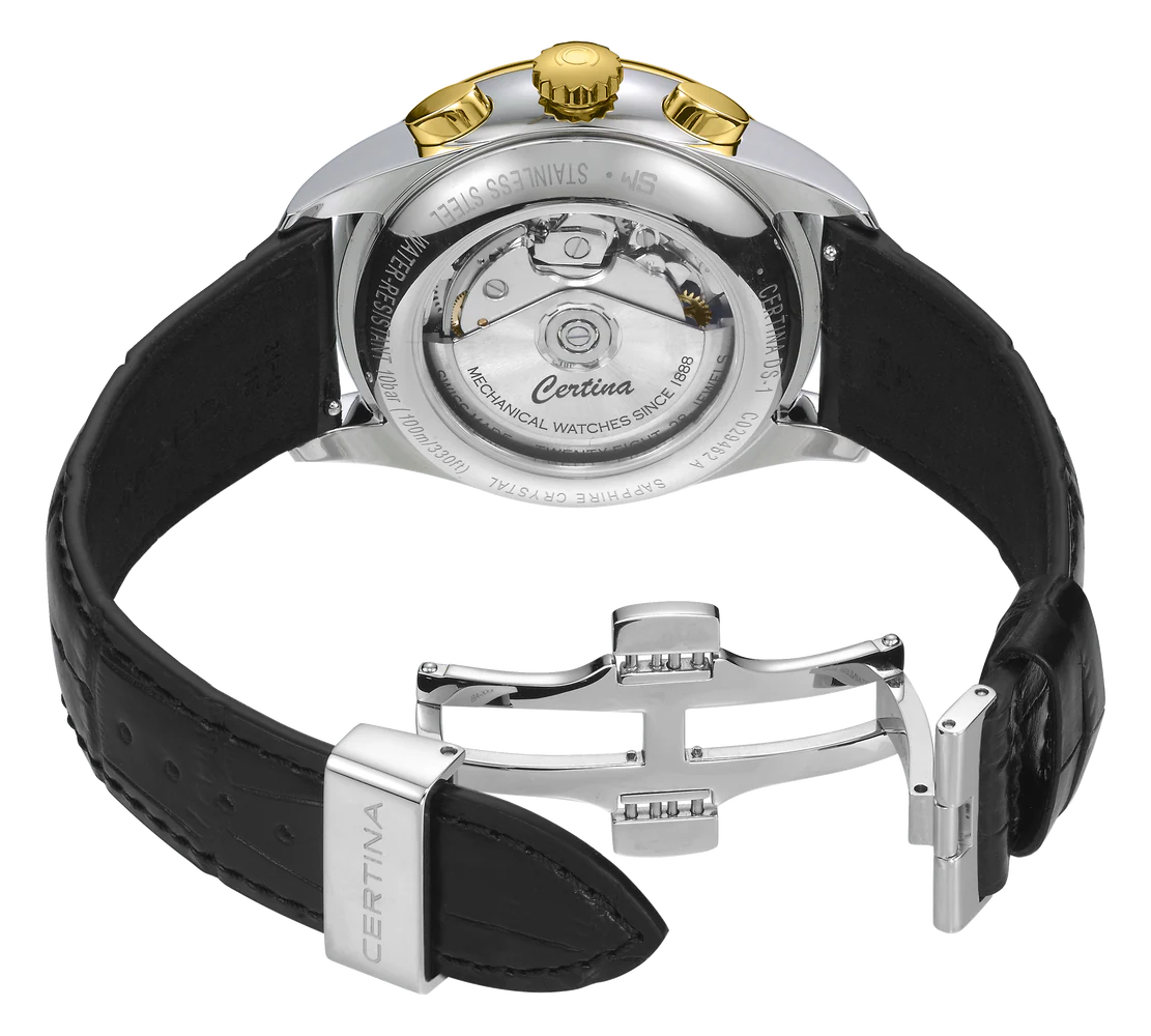 Certina DS-1 Chrono Auto, Automatik, Schwarz, Chronograph, Lederband Herrenuhr C029.462.26.051.00