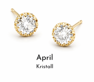 Birth Stone, Geburtsstein Ohrtecker 925/- Silber April Kristall