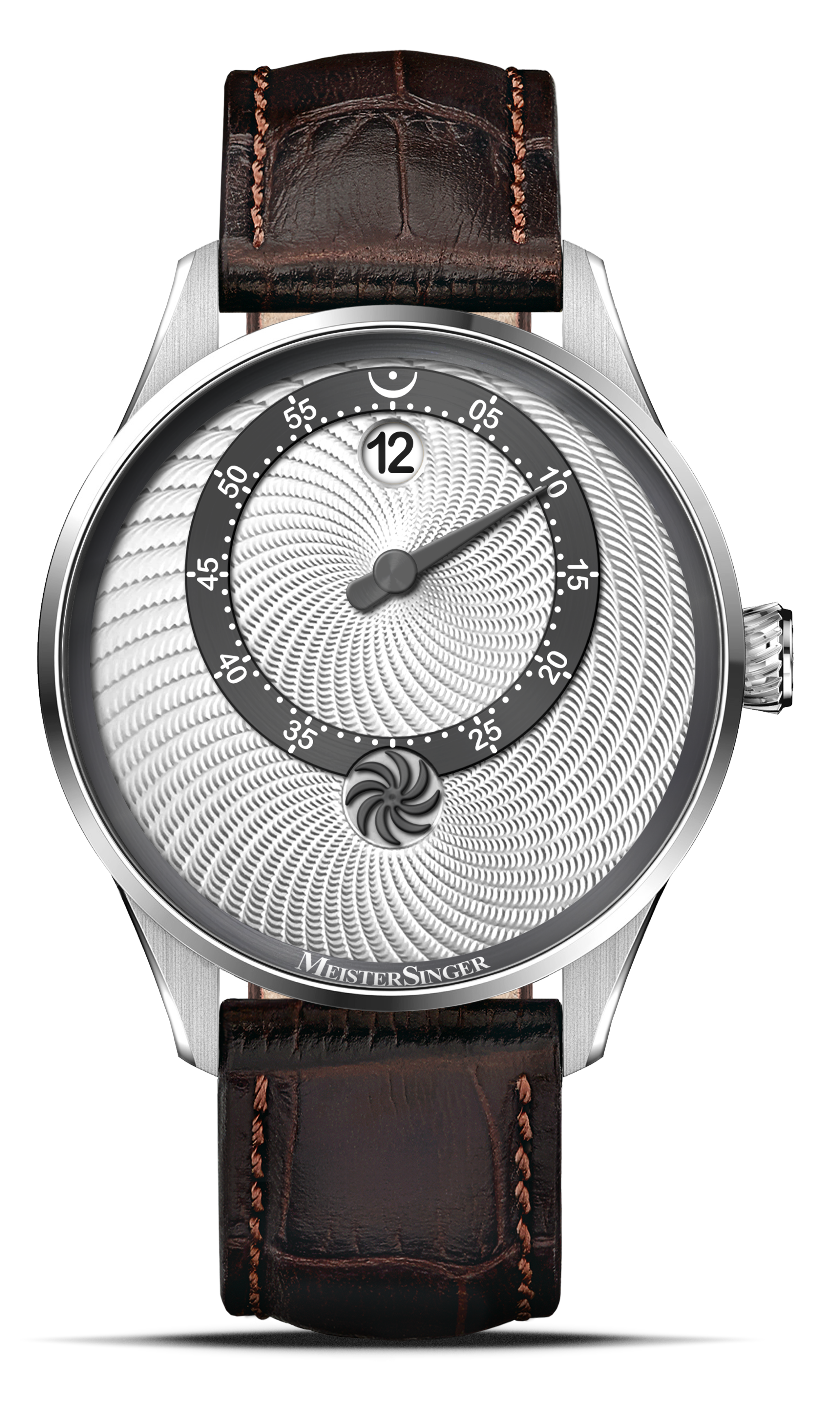 Meister Singer Edition Panthero Jumping Hour Guillochage - Silber, Schweizer Automatikwerk Herrenuhr ED-PTJHG901