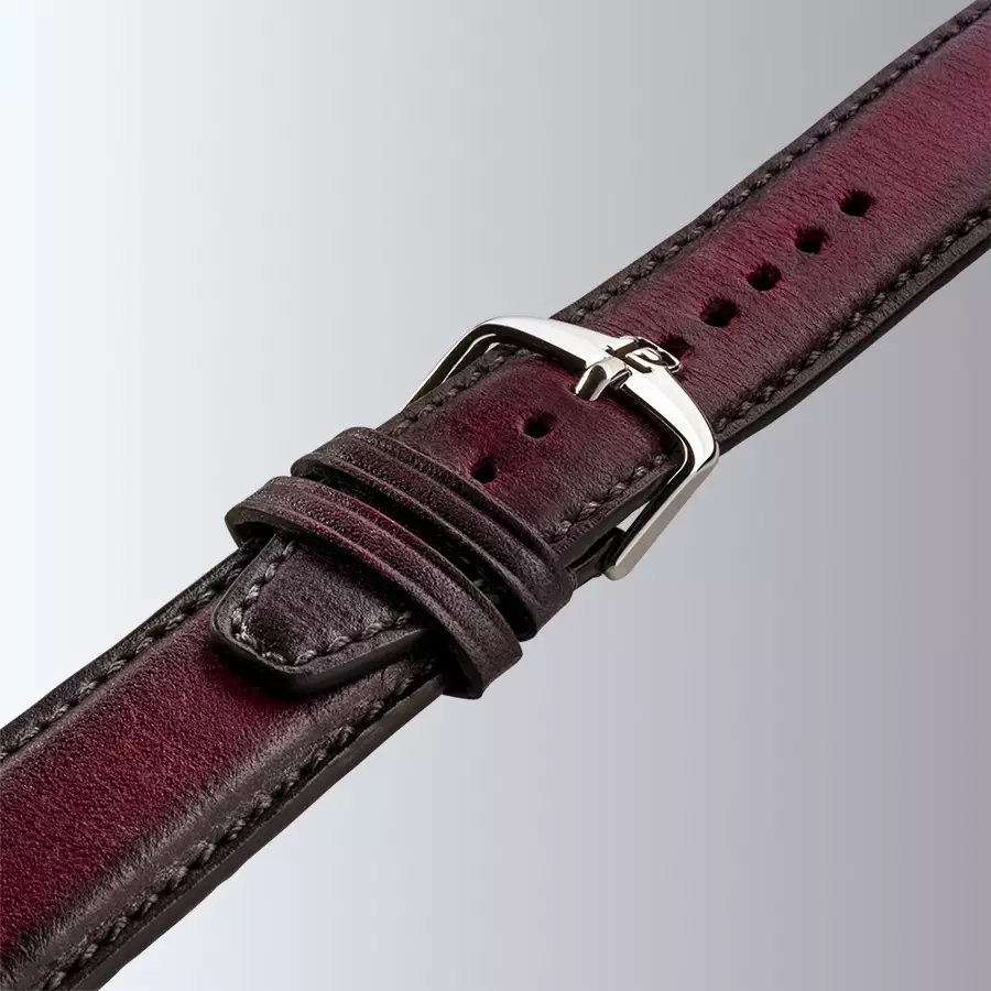 1977 EDMOND Automatique, 40 MM, Cadran Lie-de-vin, Bracelet Cuir Lie-de-vin Men's Watch 1977P01155
