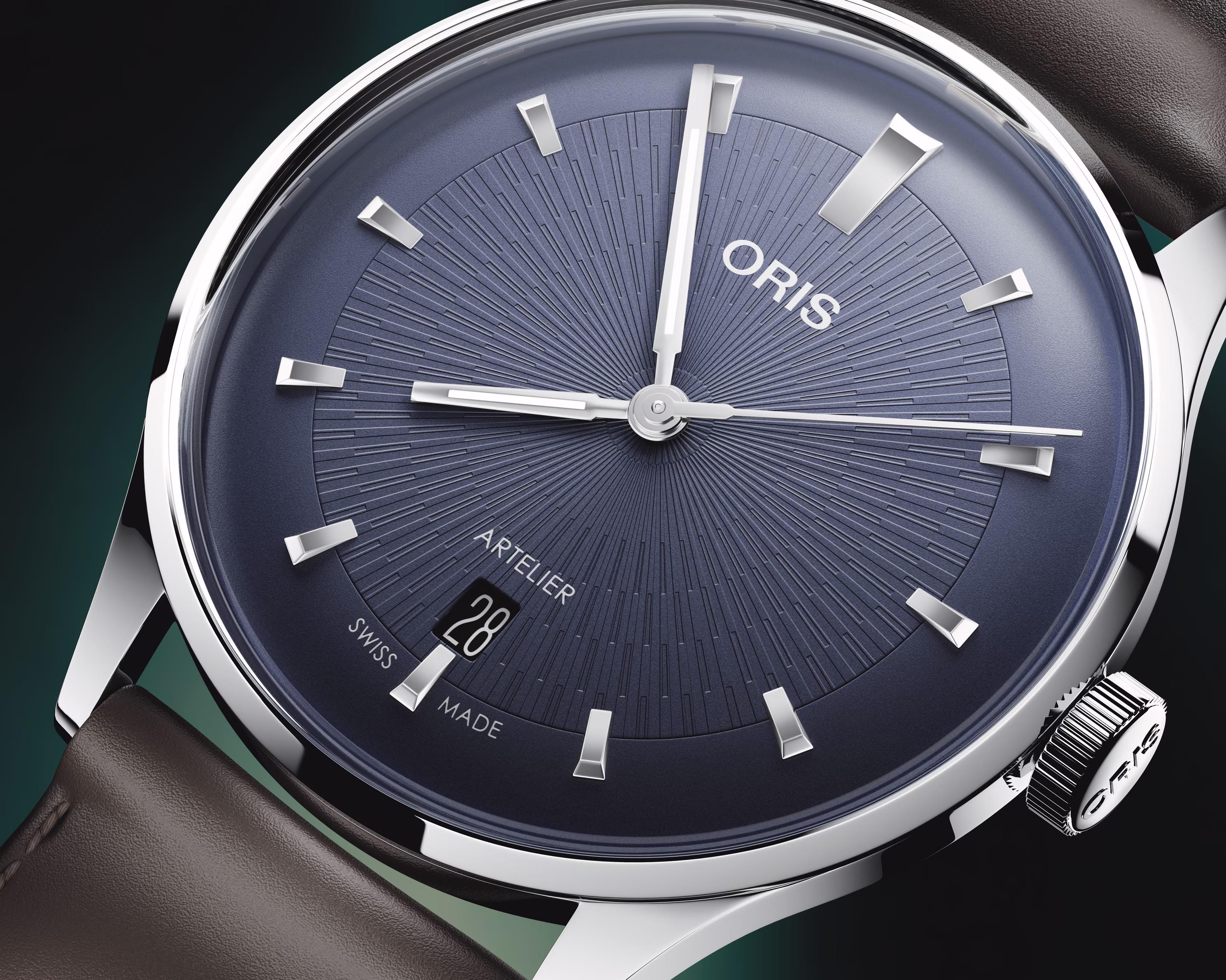 Oris Artelier Date, 38mm, leather strap, automatic, blue men's watch 01 733 7810 4055-07 6 ​​20 17FC