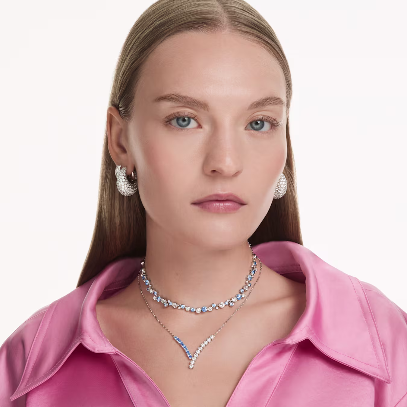 Swarovski  Matrix Anhänger Verschiedene Schliffe, Blau, Rhodiniert