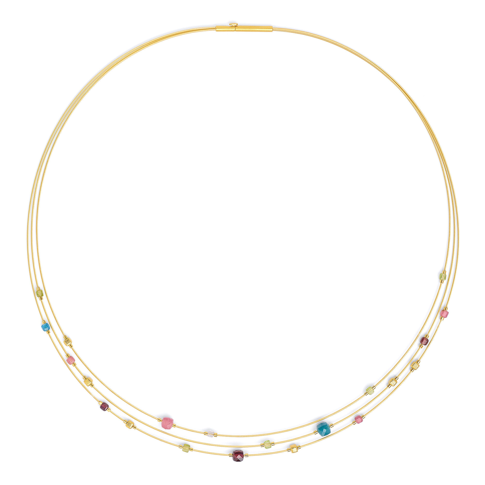 Bernd Wolf Kette Cubicolio Designlinie Cubes, 24-Karat-goldplattiert, Turmalin pink, Tastenverschluss