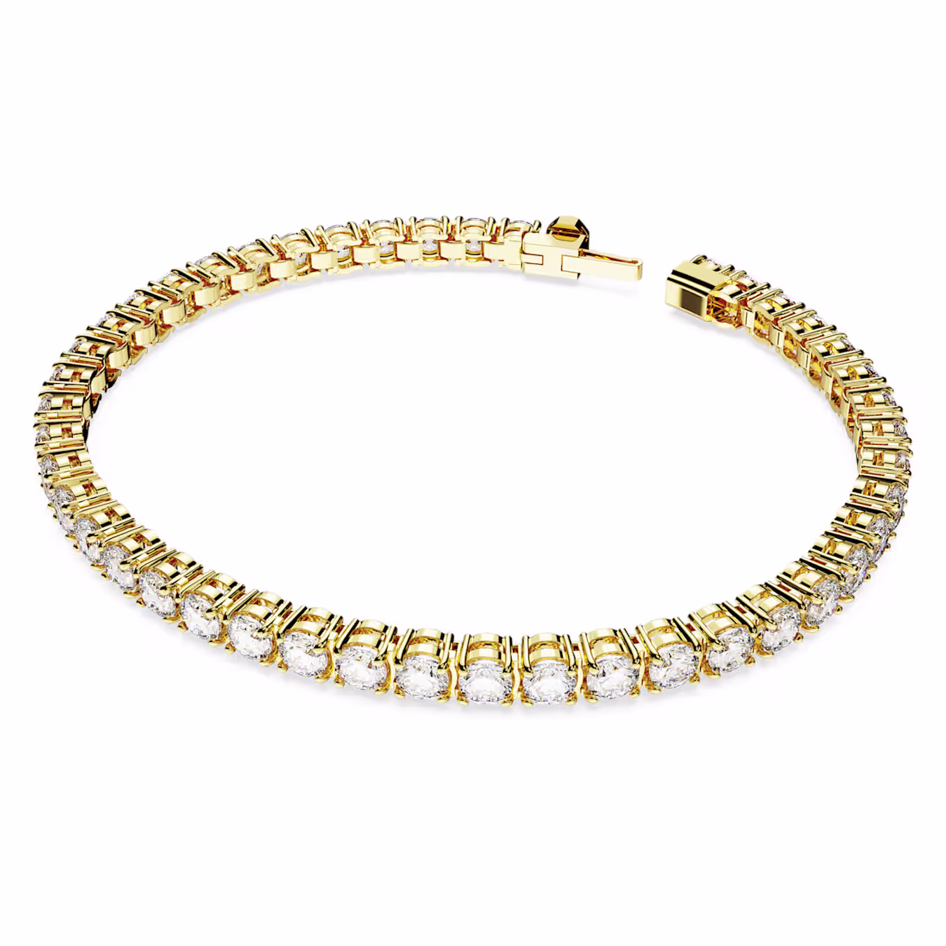 Swarovski Matrix Tennis Bracelet, Round Cut, White, Gold Alloy Layer