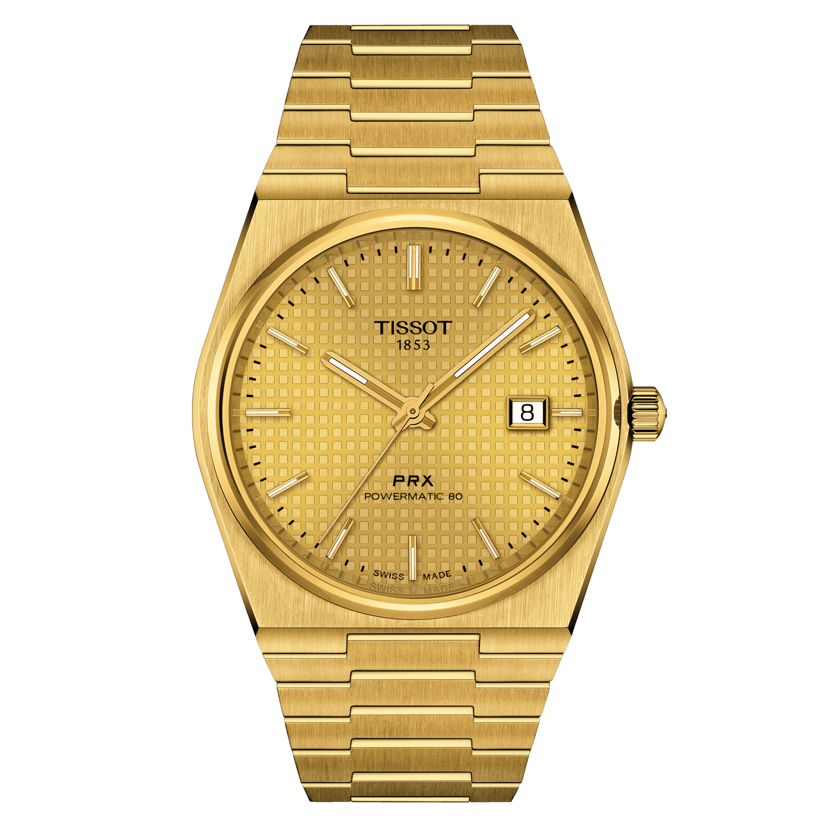 T137-407-33-021-00 Tissot PRX Gold Powermatic Men's Watch 80 T137.407.33.021.00 Set with Black Rubber Strap