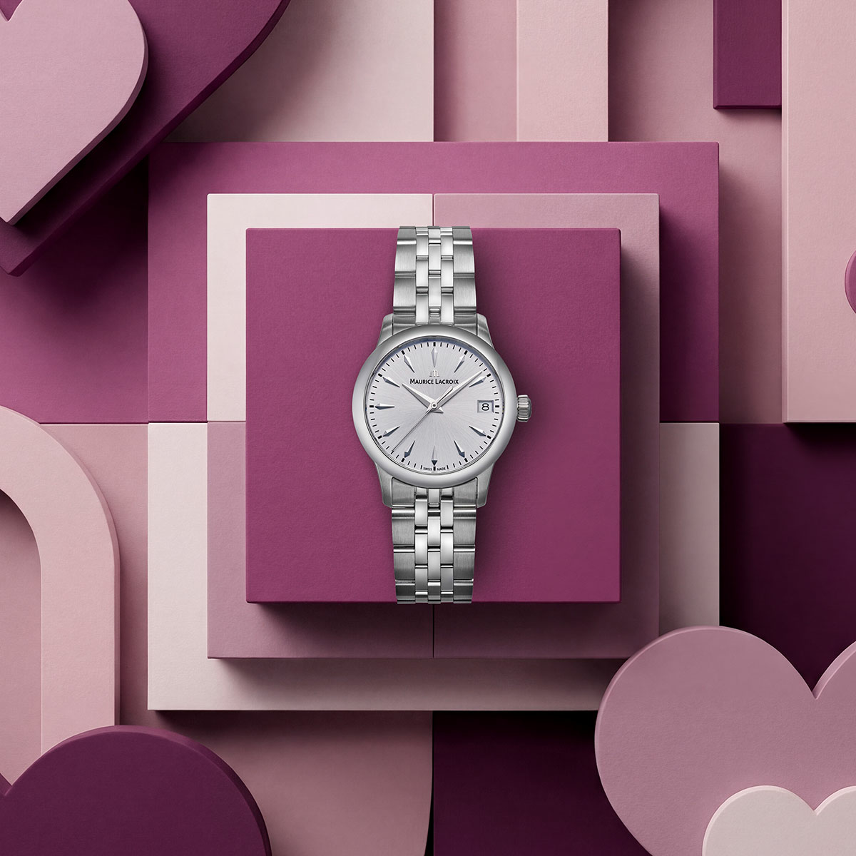 Maurice Lacroix 1975 Quartz 33mm, Quarzwerk, Edelstahlband Damenuhr 751006-SS002-160-1