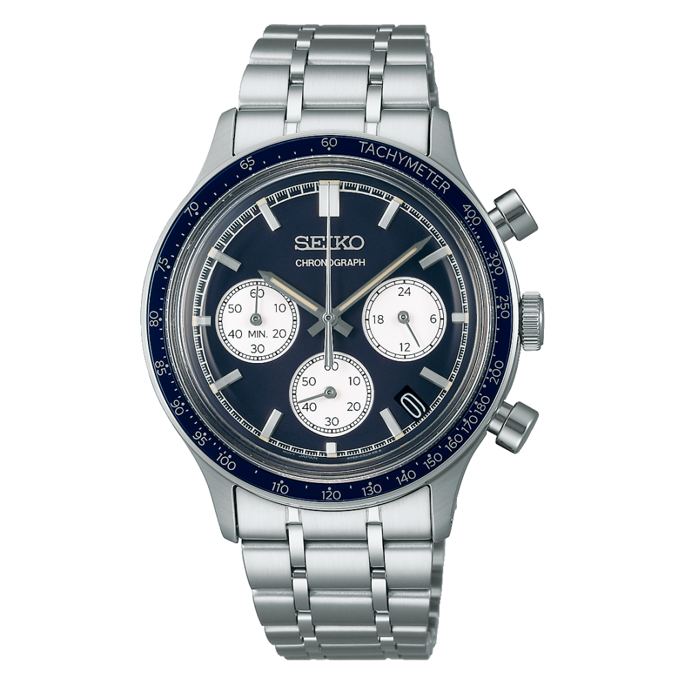 Seiko Quarz Chronograph Blau Herrenuhr SSB477P1