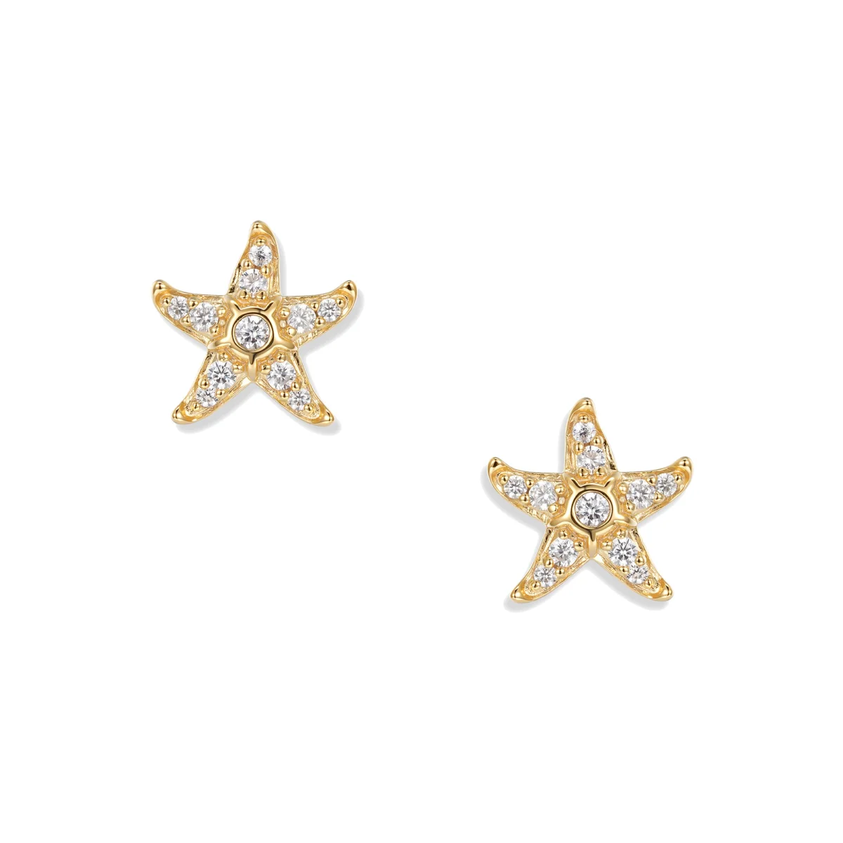 Seinerzeit Ohrringe Svenja Crystal Seestern Ohrringe, Weiße Zirkonia, 1,2 x 1 cm