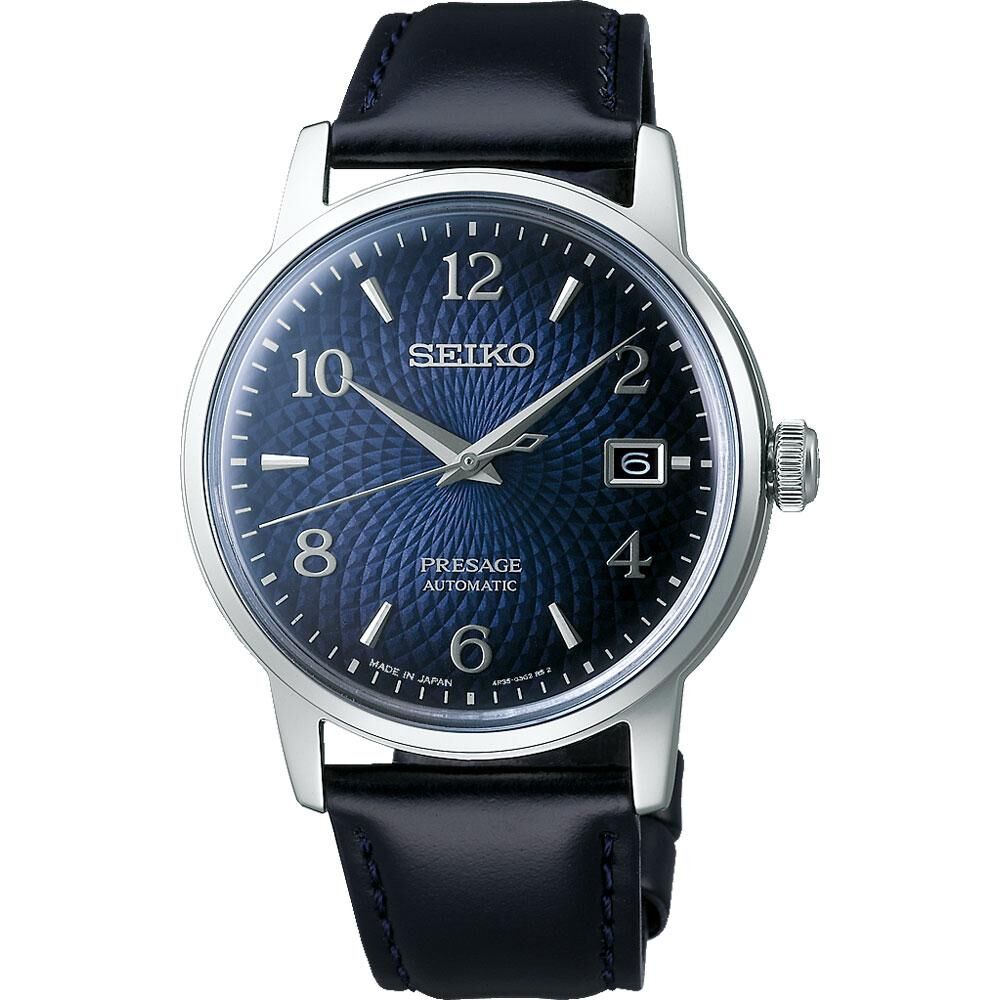 seiko-presage-herrenuhr-automatik-blau-silber-mit-lederband-srpe43j1-21219-0 Seiko Presage Automatic Men's Watch SRPE43J1