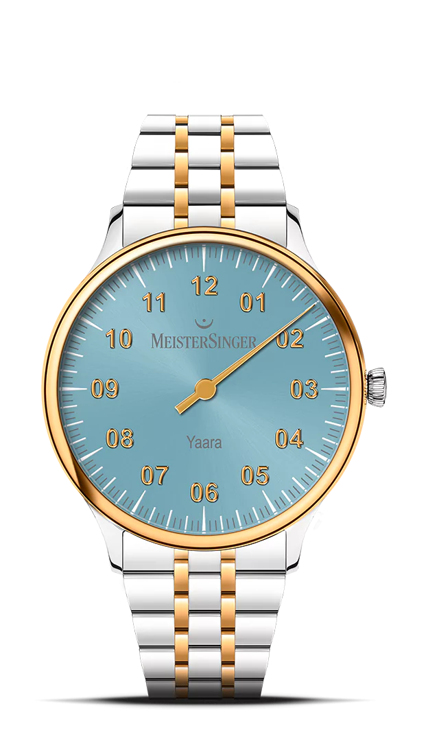 Meister Singer Yaara - Eisblau mit Gold, 36mm, Automatikuhrwerk Damenuhr YA914G