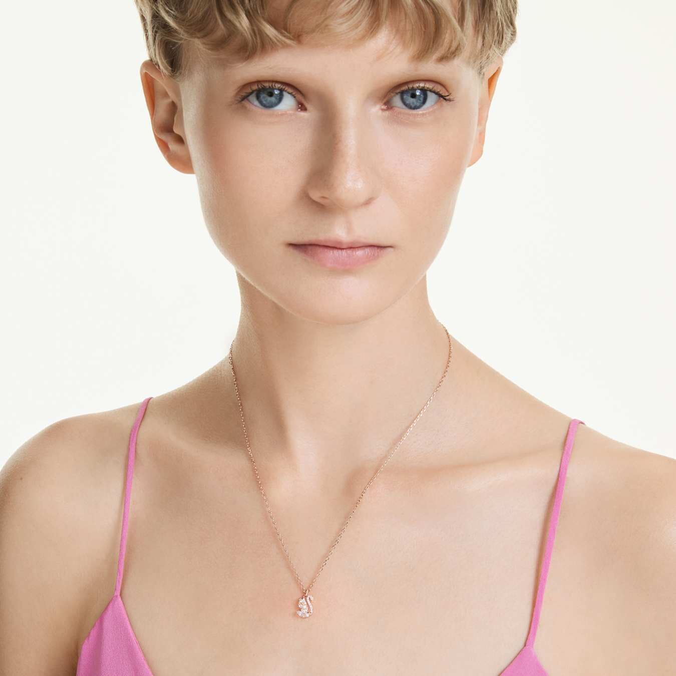 Swarovski  Swan Anhänger Verschiedene Schliffe, Schwan, Weiß, Roségold-Legierungsschicht