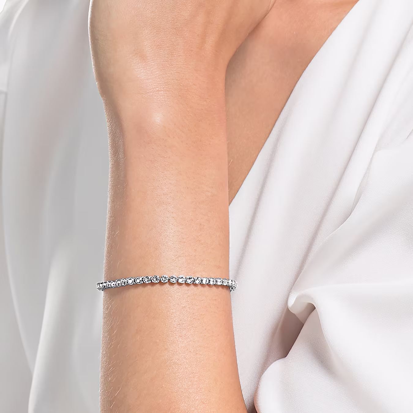 Swarovski  Imber Emily Tennis Armband Rundschliff, Weiß, Rhodiniert