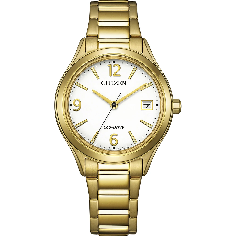 Citizen Eco-Drive Analog Quartz, Edelstahl weiß, 33.5mm Damenuhr FE6122-64A