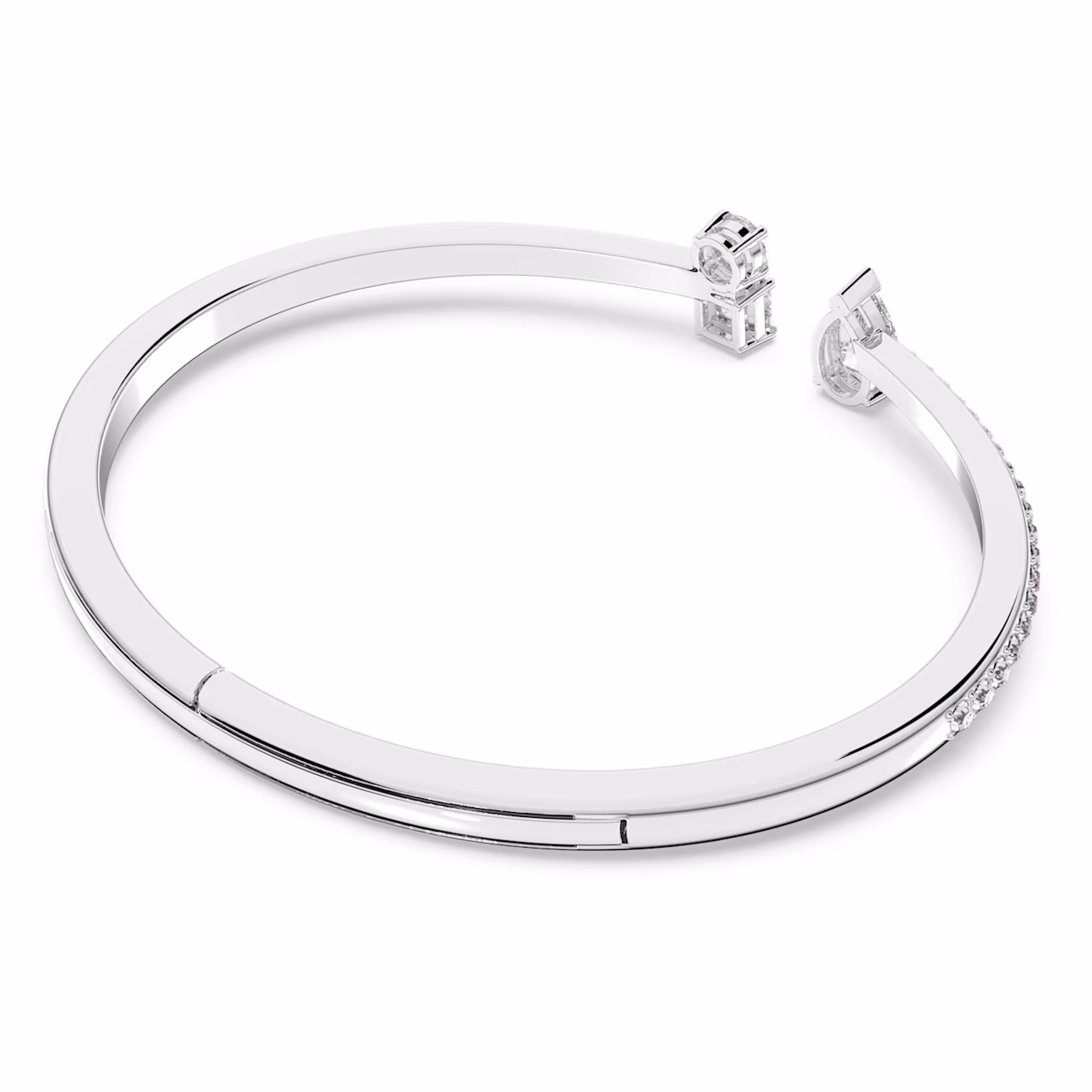Swarovski Mesmera bangle, various cuts, white, rhodium-plated