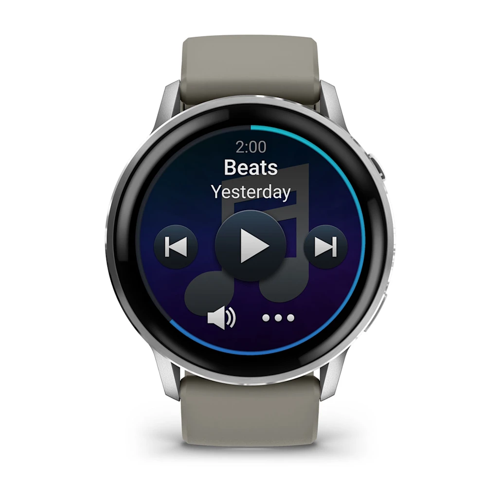 Garmin Venu® 4 - 45 mm Schwarz/Silber mit Schnellwechsel-Silikon-Armband 22 mm Grau Unisexuhr 010-03014-01