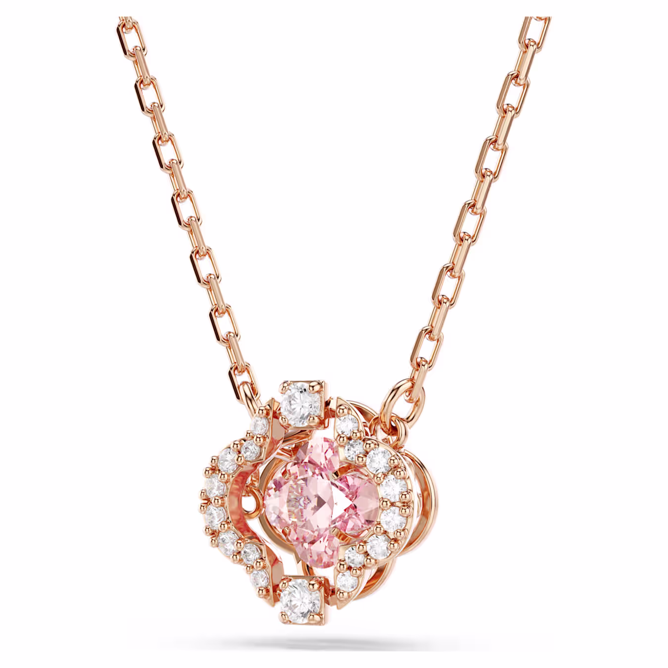 Swarovski  Una Halskette Glücksklee, Rosa, 18k rosévergoldet