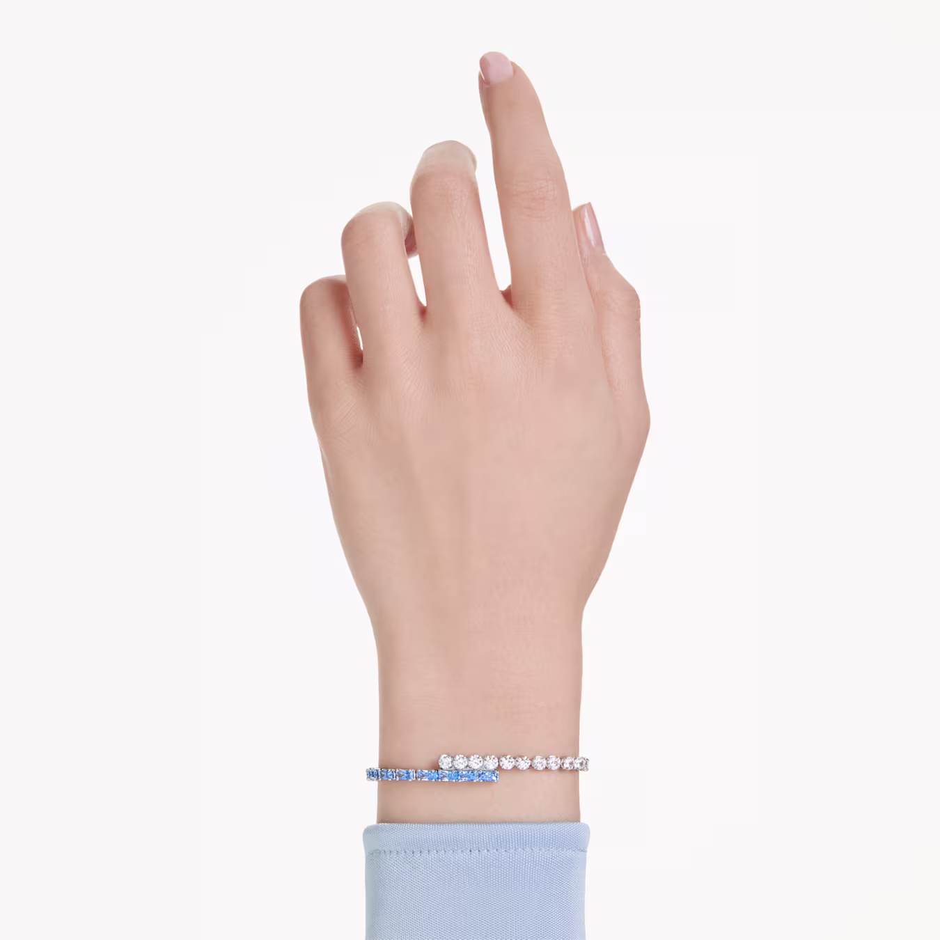 Swarovski Matrix Tennis Bracelet, Various Cuts, Blue, Rhodium Plated