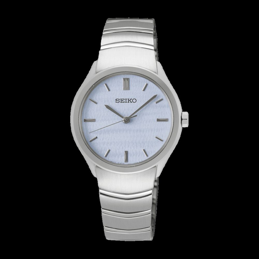 Uhr-Damen-Classique-Uhrwerk-Quarz-Zifferblatt-Hellblau-Stahl Seiko 3 hand quartz women's watch SUR549P1