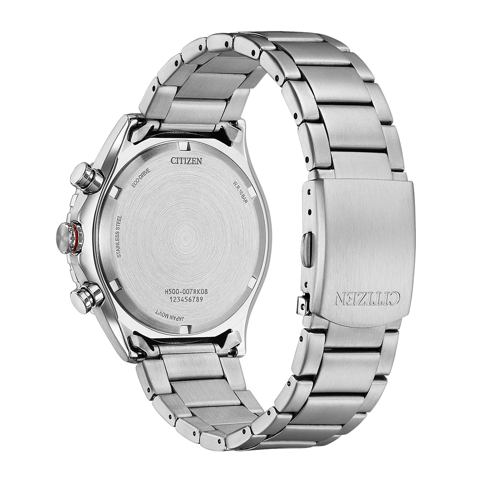 Citizen Eco-Drive Sport Chronograph, Edelstahl schwarz, 43mm Herrenuhr AT2566-88E