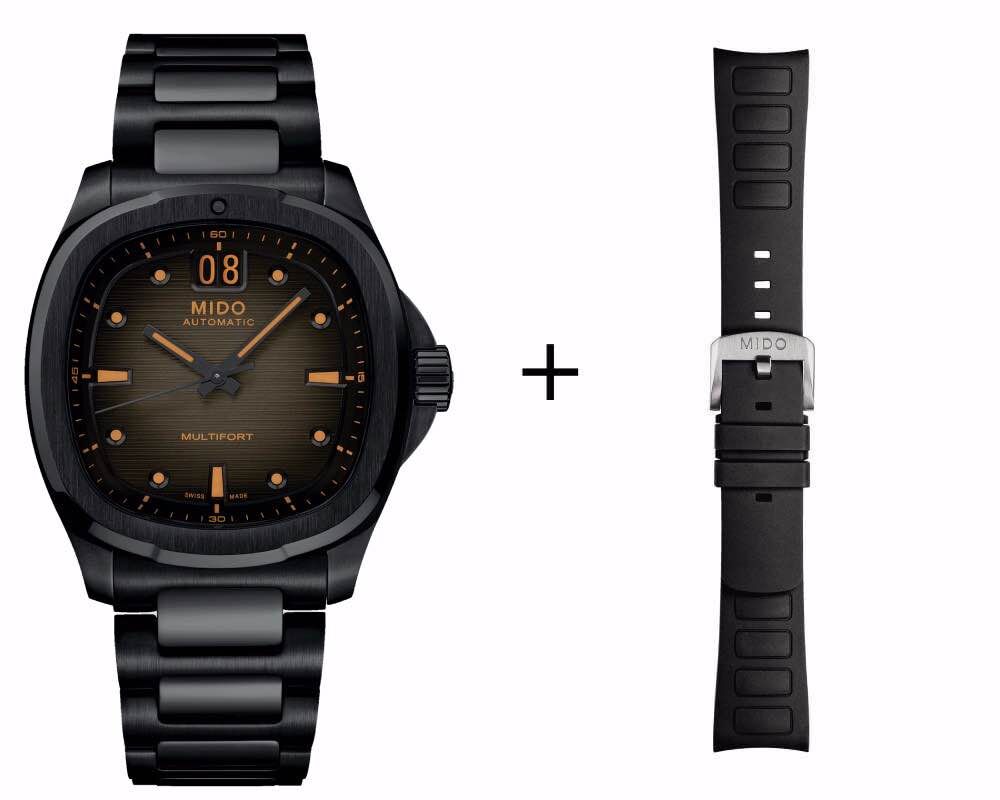 Mido Multifort TV schwarz Big Date Herrenuhr M049.526.33.081.00 Set mit schwarzem Kautschukband Mido Multifort TV schwarz Big Date Herrenuhr M049.526.33.081.00 Set mit schwarzem Kautschukband