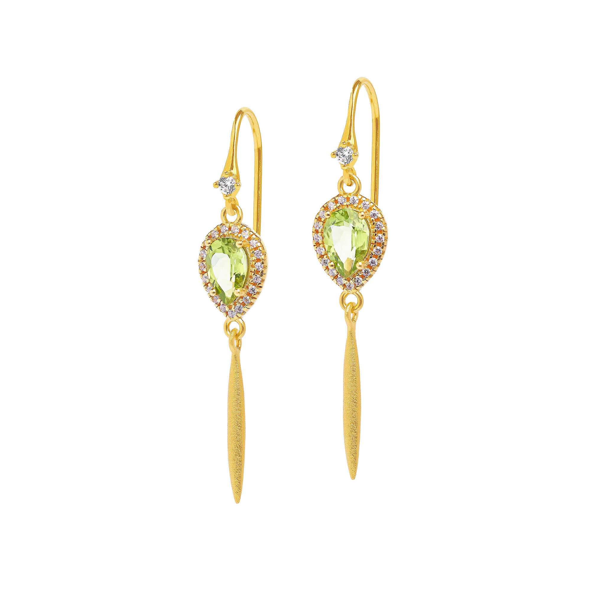 Bernd Wolf Ohrringe Yantina Designlinie Aqua, Peridot, 24-Karat-goldplattiert