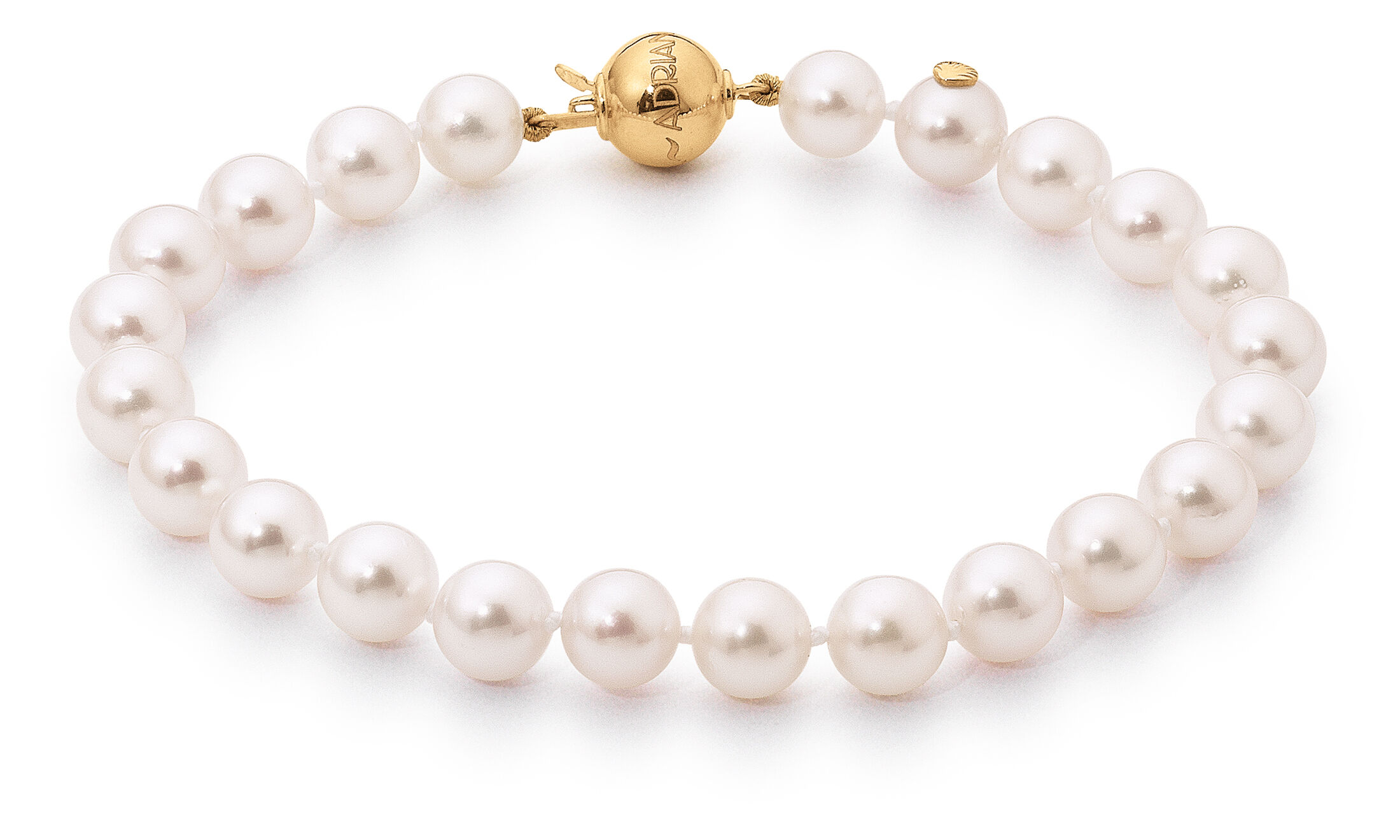 Adriana Akoya-Perlenarmband 6,5-7 mm mit Kugelschließe Gelbgold N6-6.5