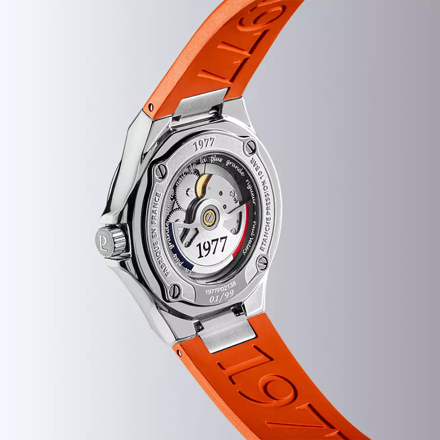 1977 ARSENE Automatique, 41 MM, Cadran Noir, Bracelet Caoutchouc FKM Orange Men's Watch 1977P02138