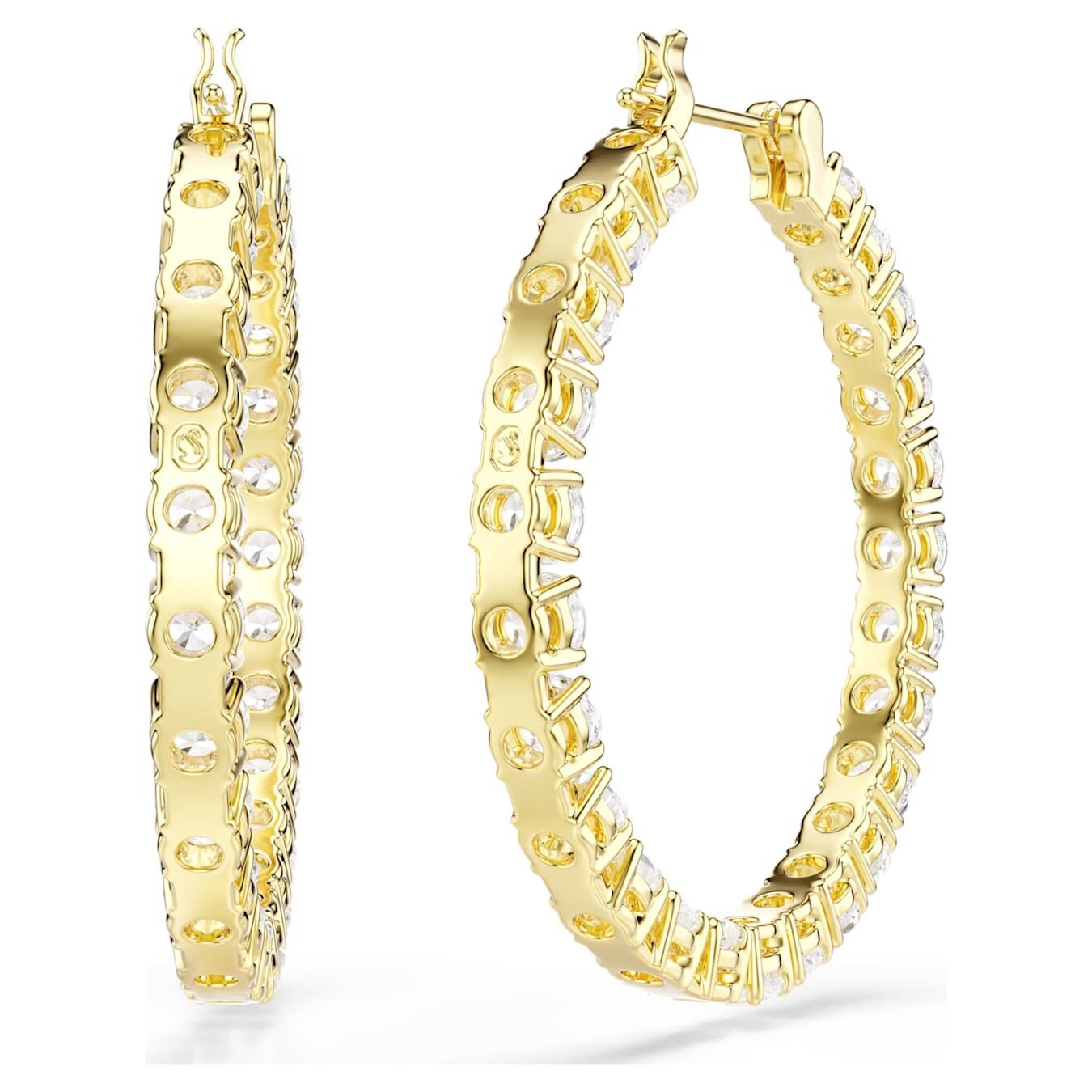 Swarovski  Matrix Kreolen Rundschliff, Weiß, Goldlegierungsschicht