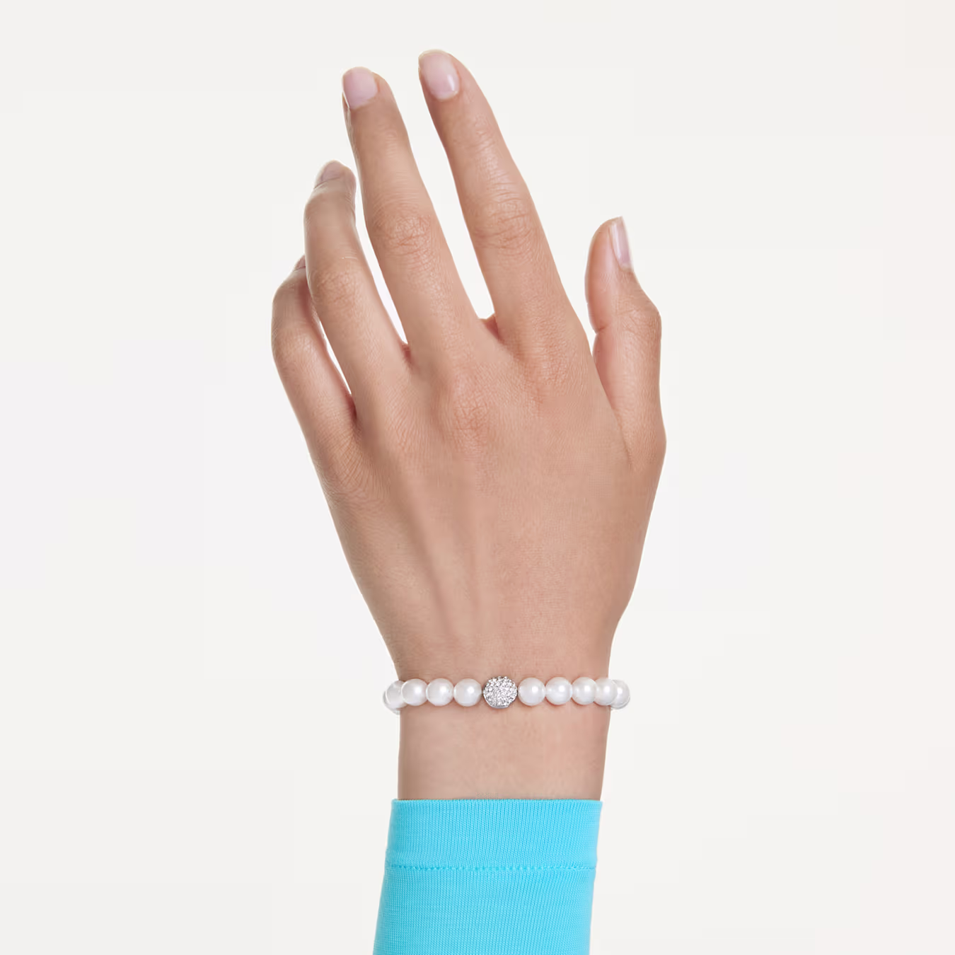 Swarovski  Matrix Armband Kristallperle, Weiß, Rhodiniert