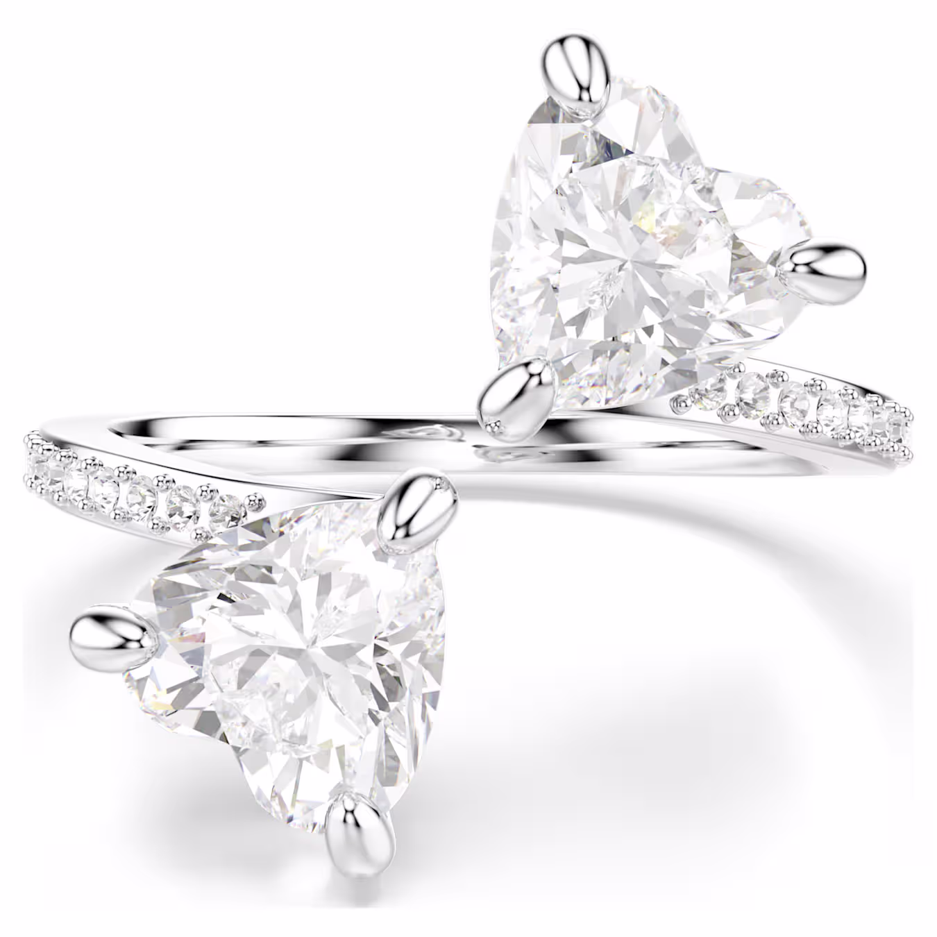 Swarovski Mesmera Open Ring Heart Cut, Pavé, White, Rhodium Plated