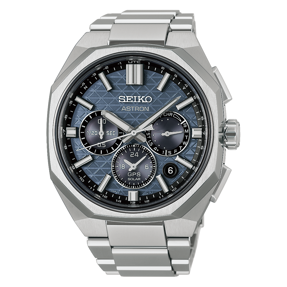 Seiko Astron  GPS Solar,  Titangehäuse, Blau, Läuft etwa 6 Monate Herrenuhr HAB001J1